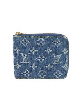 Louis Vuitton Monogram Denim Mini Zippy Bifold Wallet Blue LV Gold